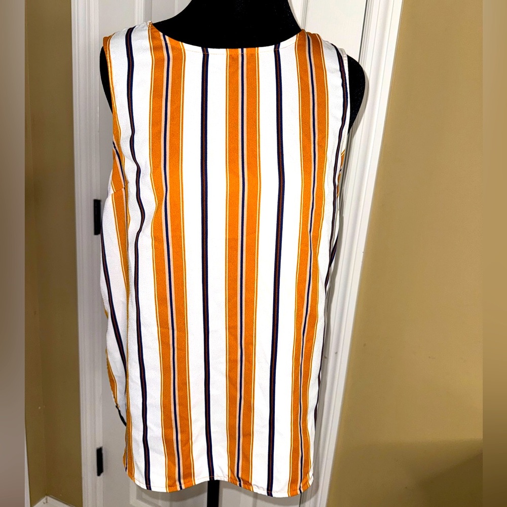 Small forever 21 Striped Sleeveless Top - Orange, White, and Black - Picture 3 of 6